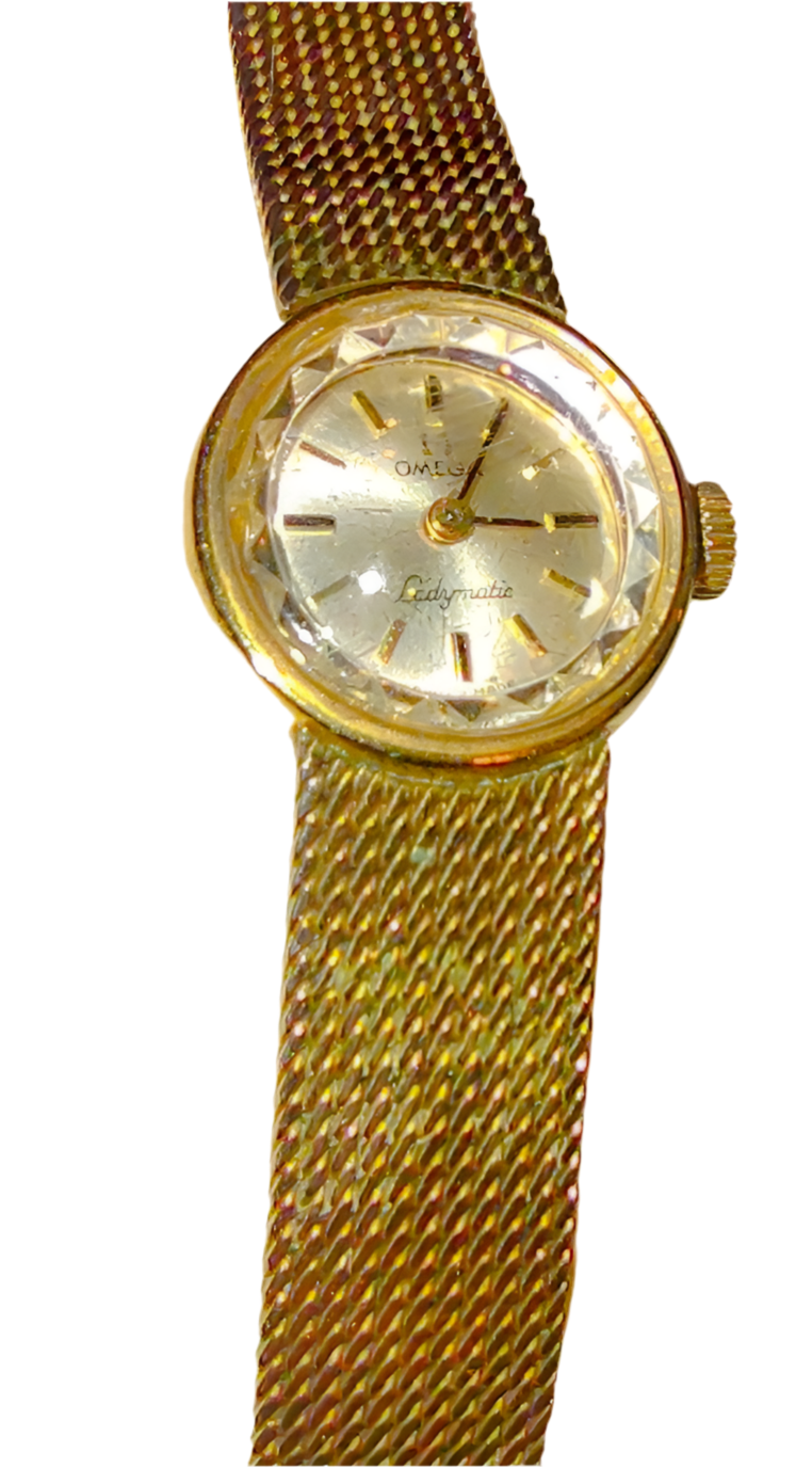 Omega Ladymatic 14k Yellow Gold Case & Band Ladies Wrist Watch 6.75"