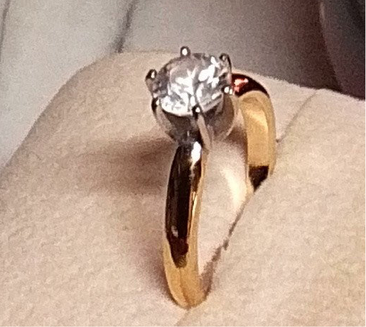 Yellow Gold filled Cubic Zirconia Dainty Solitaire Engagement Ring sz.6