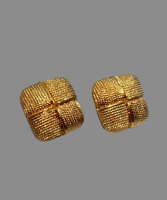 Yellow gold filled button (square) pierced earrings