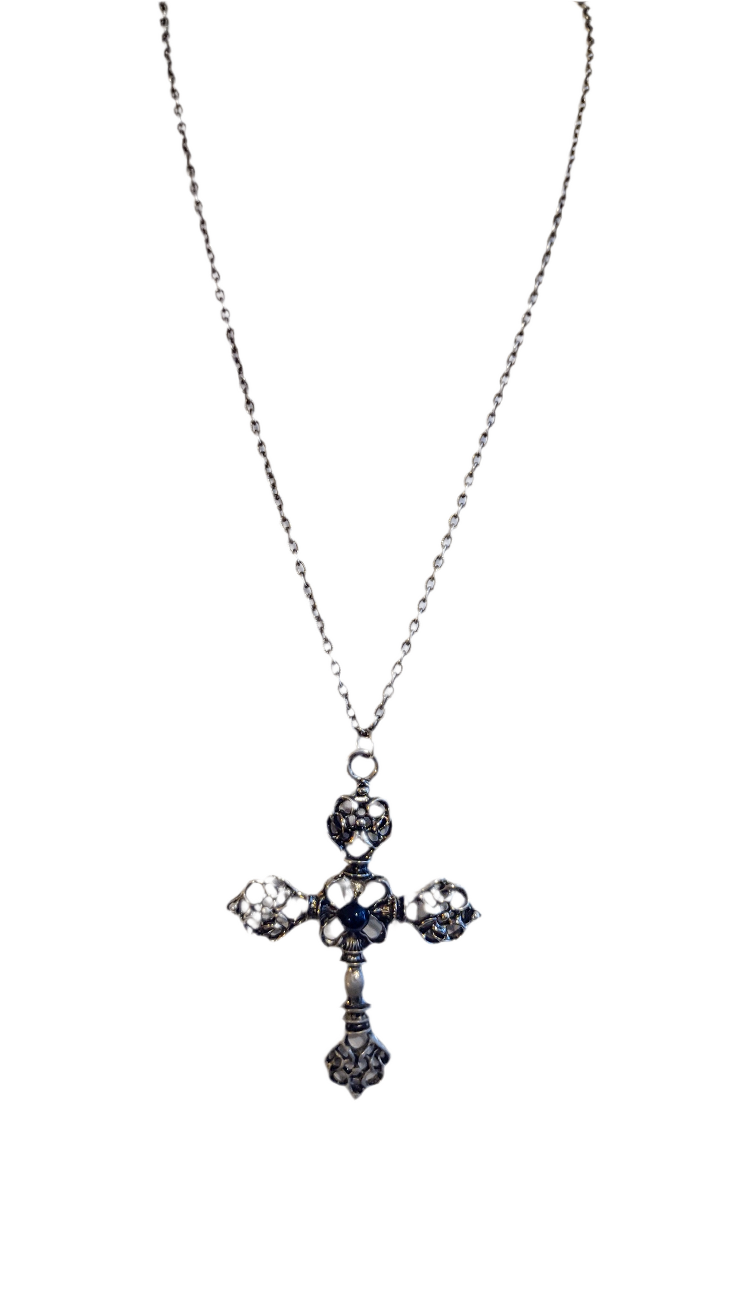 Silverplated Large Cross Necklace