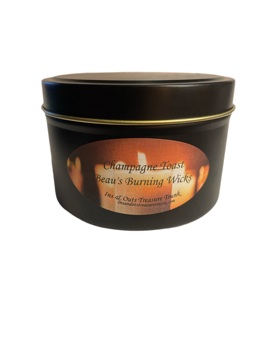 7oz ounce Champagne, Toast flat canned candle