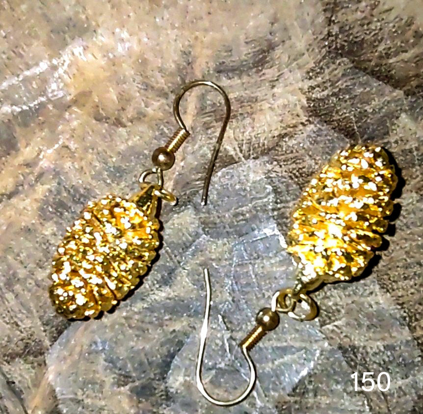 Yellow gold filled pine cone pierced earrings.