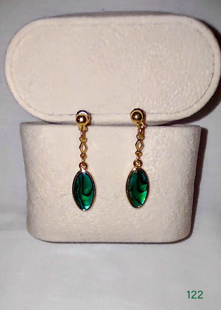 Yellow gold filled green stone pierced earrings