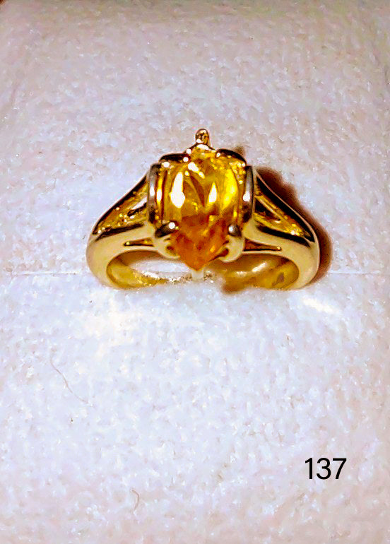 Yellow Gold Ladies Plated Topaz Ring sz.5