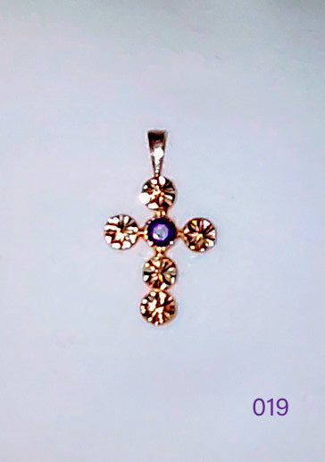 14K YELLOW GOLD AMETHYST CROSS PENDANT