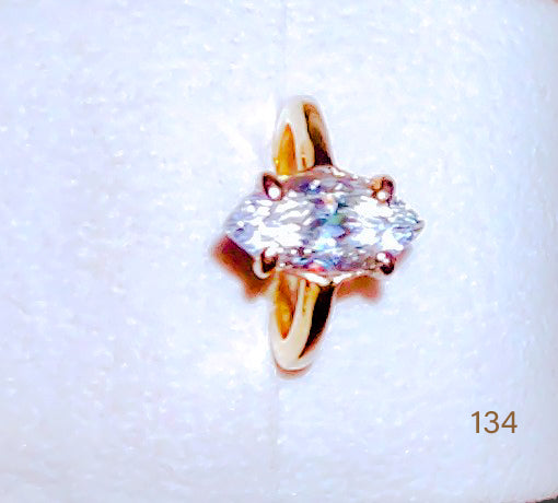 Ladies Marquise Cut CZ  Yellow Gold Plated Engagement Ring sz.6