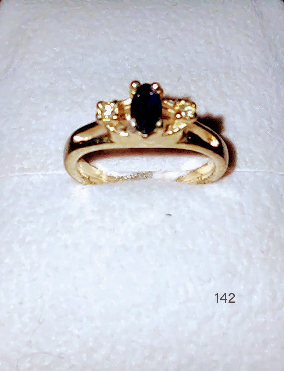 Yellow gold filled Simulated Sapphire-CZ ladies ring size 6