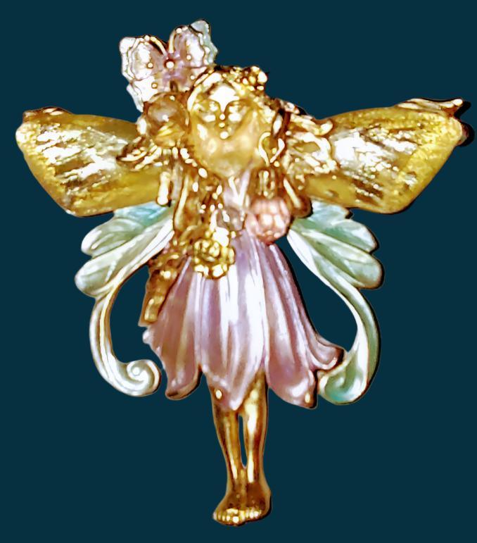 Vintage Kirks Folly Primrose Fairy Pendant Brooch Dangling Charms Pin