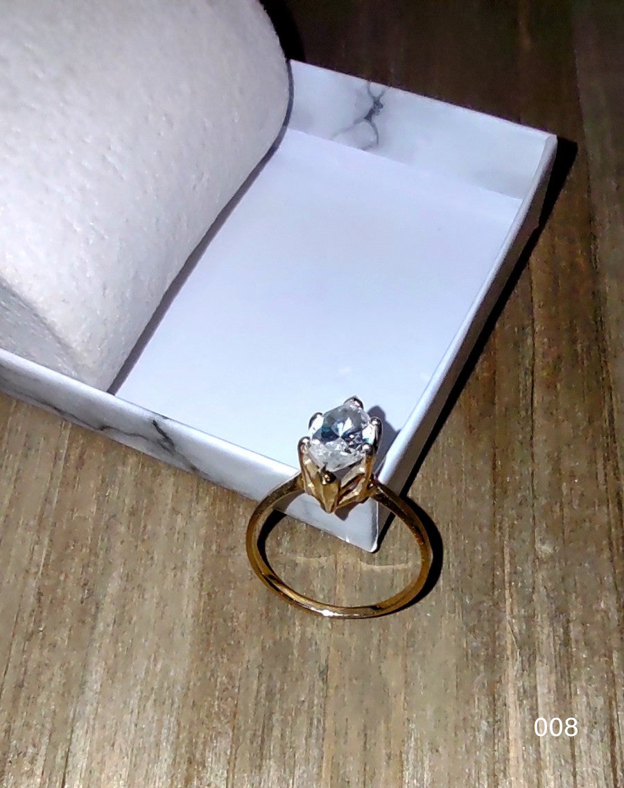 14K Yellow Gold CZ Marquise Solitaire Ring sz.7