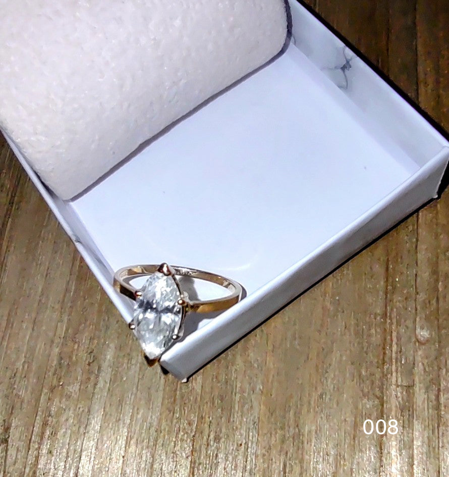 14K Yellow Gold CZ Marquise Solitaire Ring sz.7