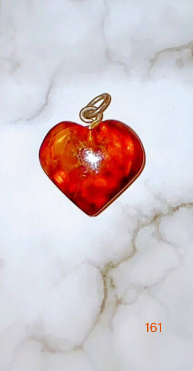 Amber heart pendant