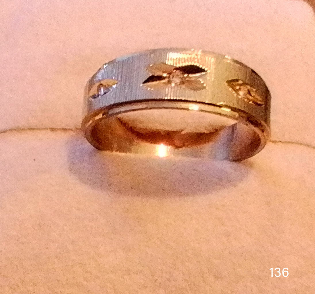 Yellow Gold Filled 3 Cz Band sz.7