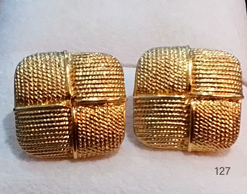 Yellow gold filled button (square) pierced earrings