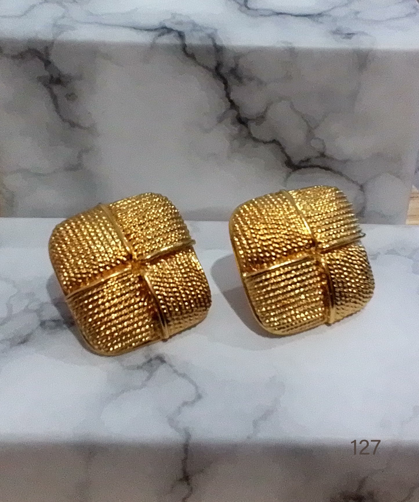 Yellow gold filled button (square) pierced earrings