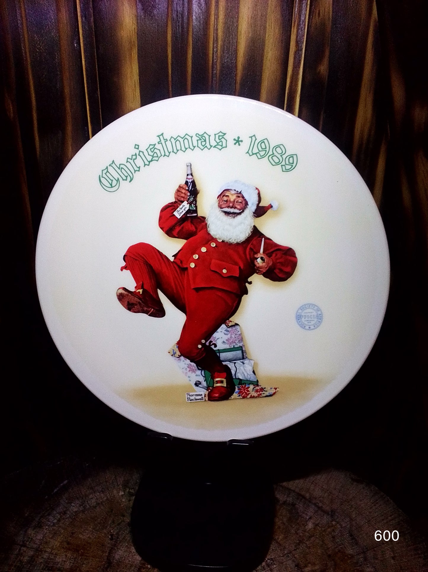 1989 "Vintage Norman Rockwell Pepsi Christmas collector plate "Jolly old St. Nick"