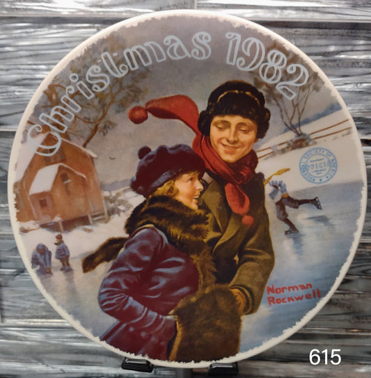 Vintage Christmas 1982 Norman Rockwell Collector's Plate "Christmas Courtship" Knowles