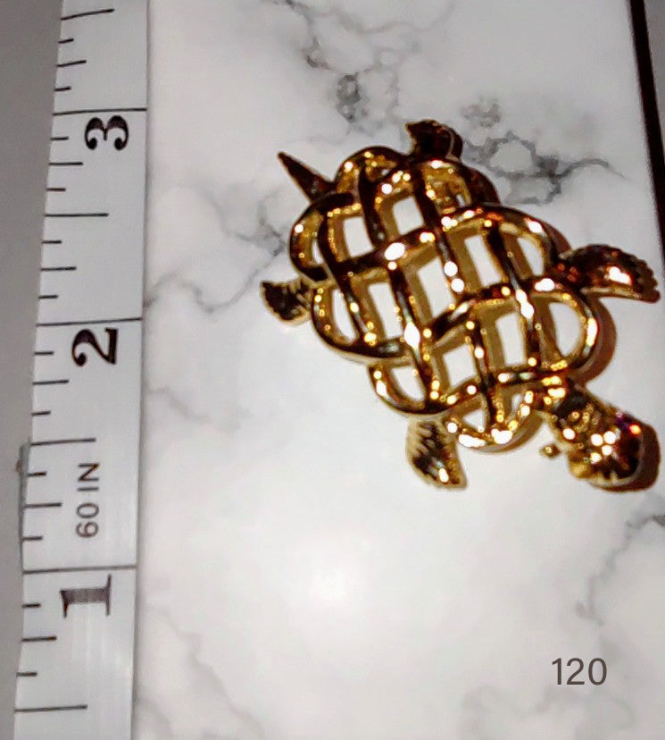 Yellow Gold Filled Turtle Pin Broach