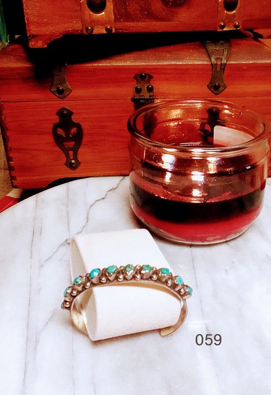 Navajo Sterling Silver & Natural Turquoise Cuff Bracelet