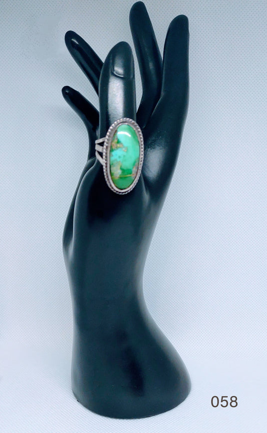 Vintage Navajo Native American Large Turquoise Sterling Silver .925 Ring Sz 8 1/2