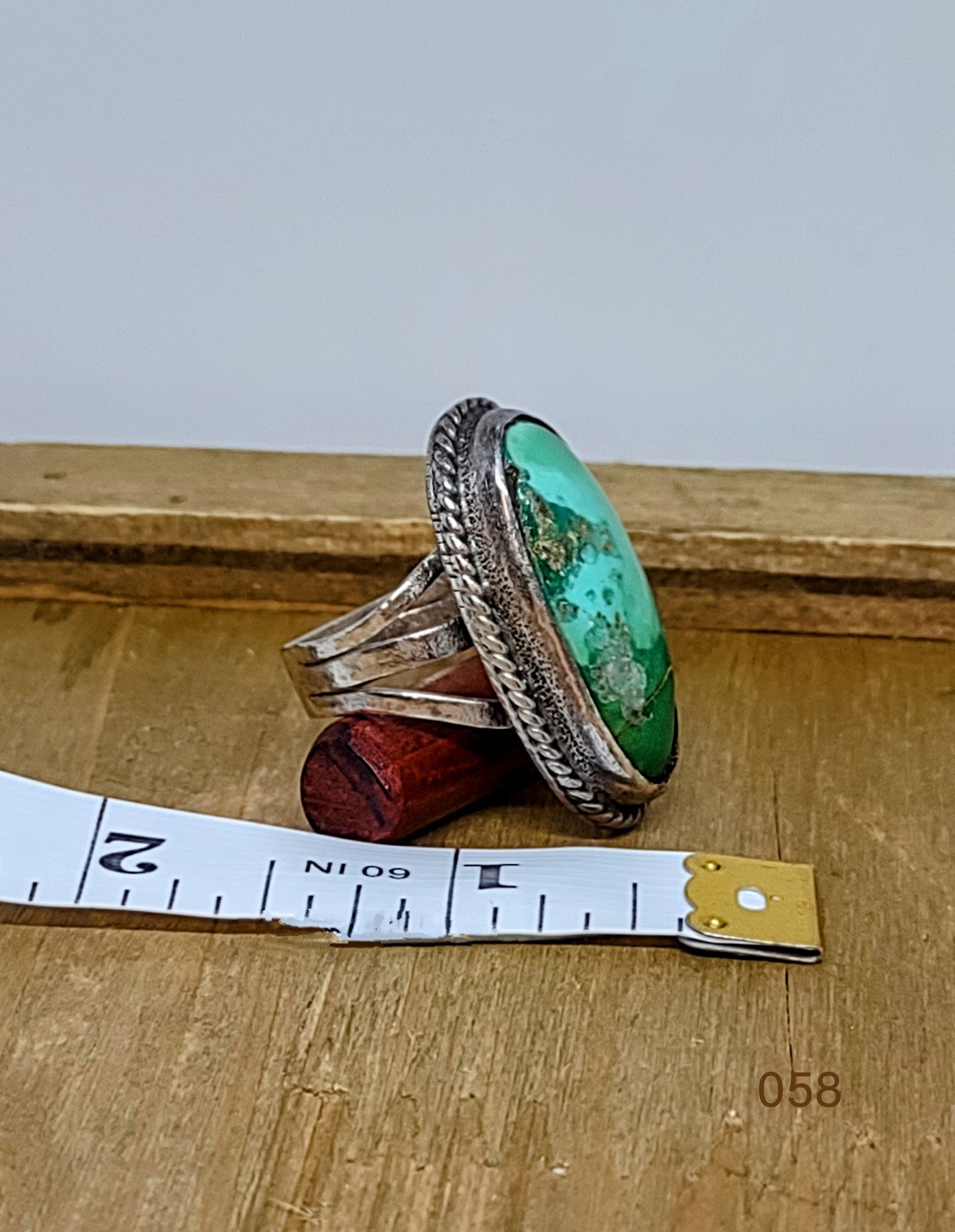 Vintage Navajo Native American Large Turquoise Sterling Silver .925 Ring Sz 8 1/2